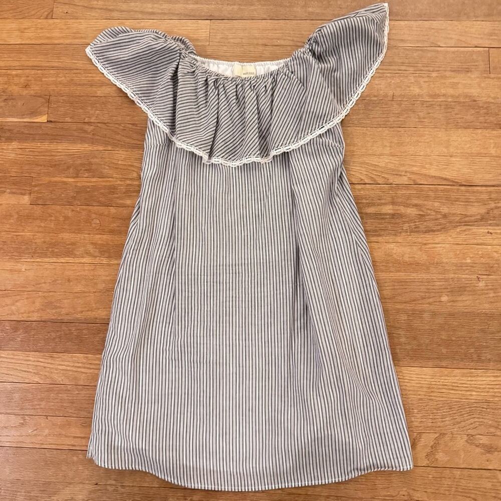 Dept 222 gray white striped mini shift dress size large L
 b35